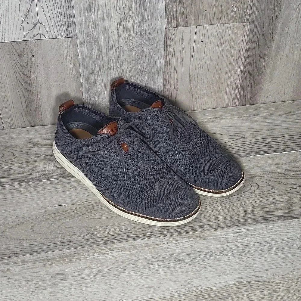Cole Haan Original Grand Grey‎ Fabric Leather Lace Up Oxford Shoes Mens 9.5